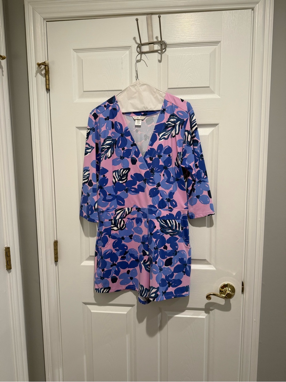 MAHI GOLD Pink and Blue Floral V-Neck Romper